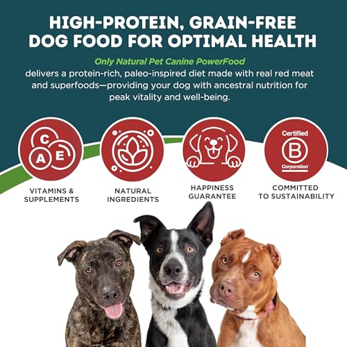 Image of Only Natural Pet Dry Dog Food Canine PowerFood Formula - Paleo Inspired Formula with No Grain, Soy, Corn, Wheat or Oats - Red Meat Feast 20 lb Bag