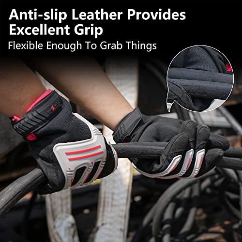 Fatina Mechanic Impact Gloves, Tpr & Eva Anti-Shock Protection, Elastic Cuff Wrist, Utility Safety Work Gloves(M-Brown) #TOP5