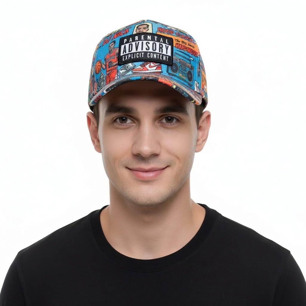 Unisex Adult Graffiti Baseball Cap Bold Black & White Streetwear Adjustable Dad Hat Summer Sun Protection Urban Accessory-image-17