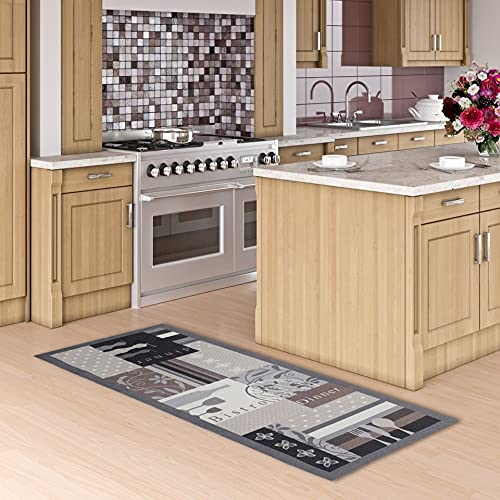 Pergamon Trendy - Tapis de Cuisine - Tapis Long Couloir - Bistro Beige Brun - 2 Tailles