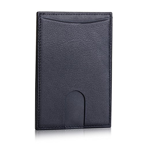 Leather Thin Card Holder, Slim ID Case Small Credit Card Wallet for Men & Women (Black)3