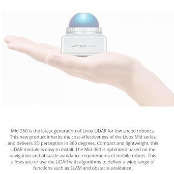 Livox Mid-360 lidar Minimal Detection Range Original for Self-Driving Robots (with Connector)