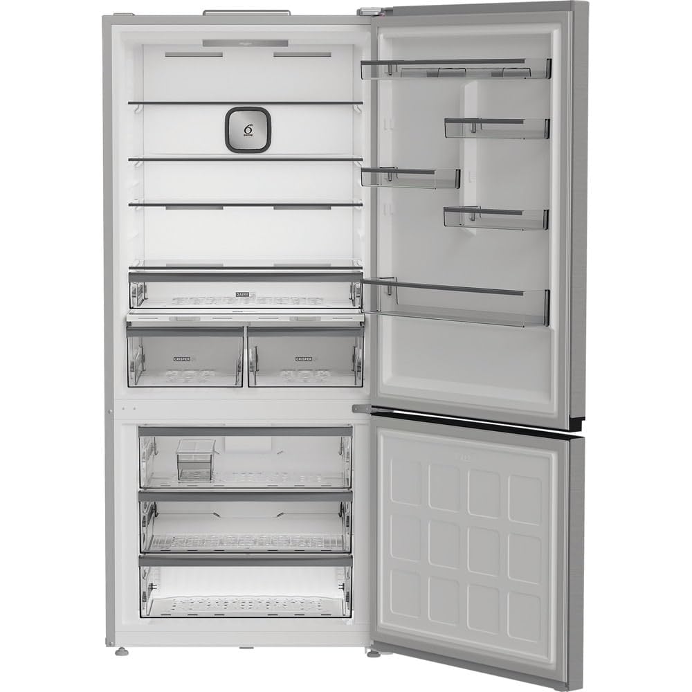 Whirlpool WHK2 6614 X6E Frigorifero combinato a libera installazione, Dual no frost, 83cm, Classe C, Pearl Inox, 34 dbA, h193 cm