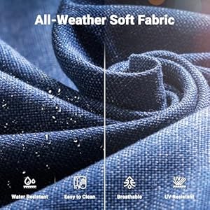 Ovios patio furniture set 7 pieces outdoor wicker rattan sofa couch with swivel rocking chairs loveseat and comfy cushions conversation set for garden backyard deck denim blue  urban country home decor