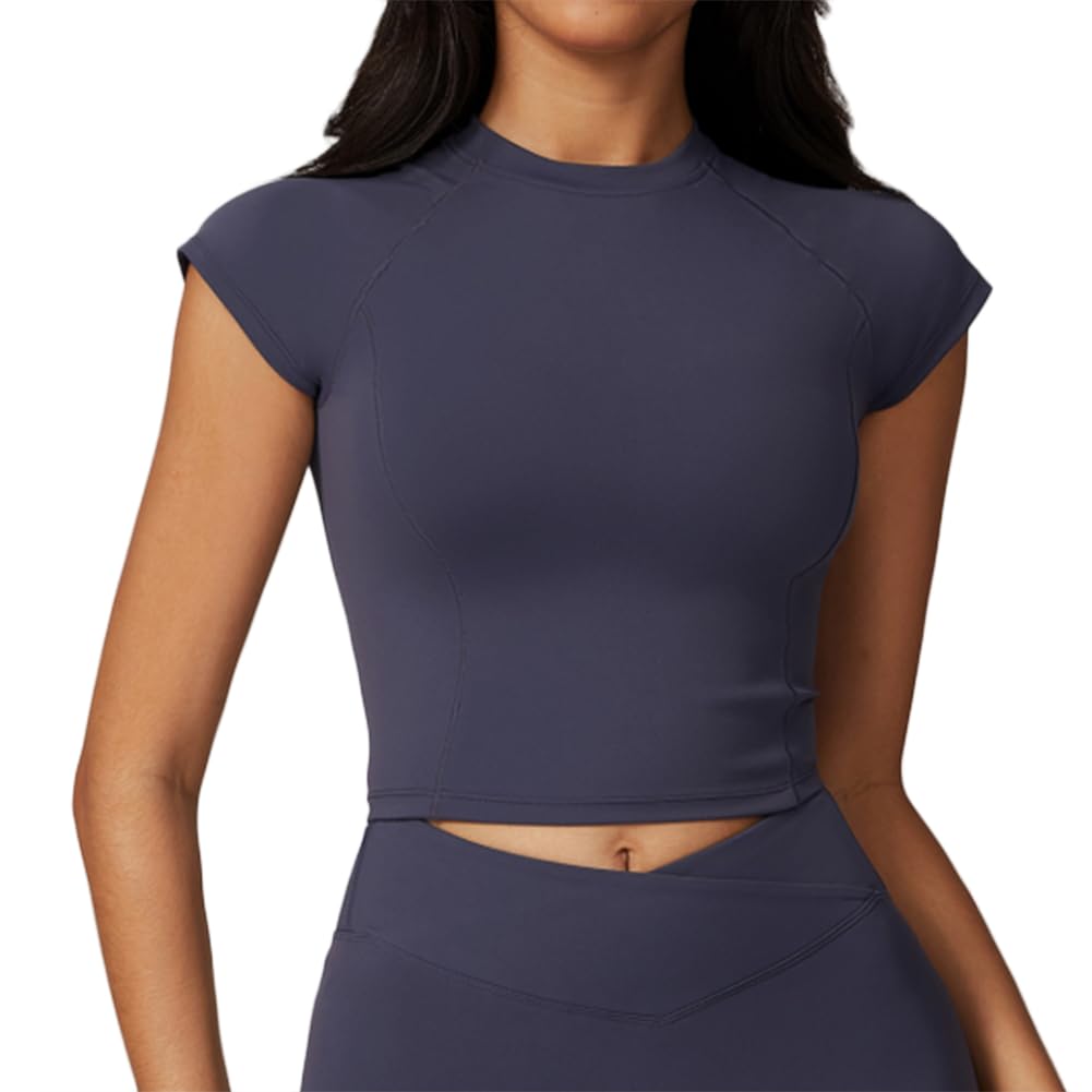 JPXJGT Women's Workout Tee Fitted Athletic Yoga Top for Summer Gym Pilates