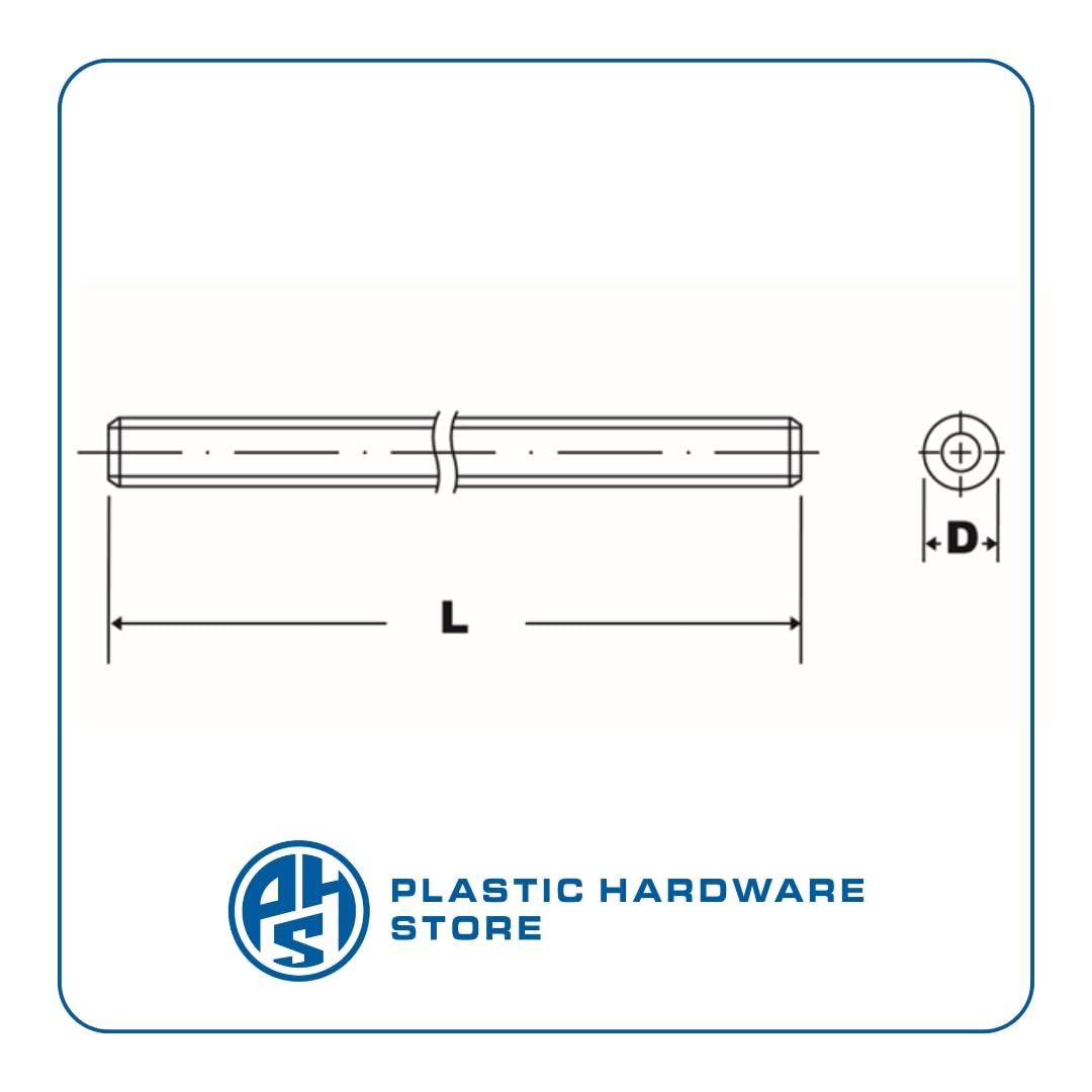 Barra Asta Filettata in Plastica (Nylon 6.6) Lunga 1 Metro per Fissaggi e Connessioni in Edilizia e Carpenteria - M8 - 2 pezzi - Plastic Hardware Store