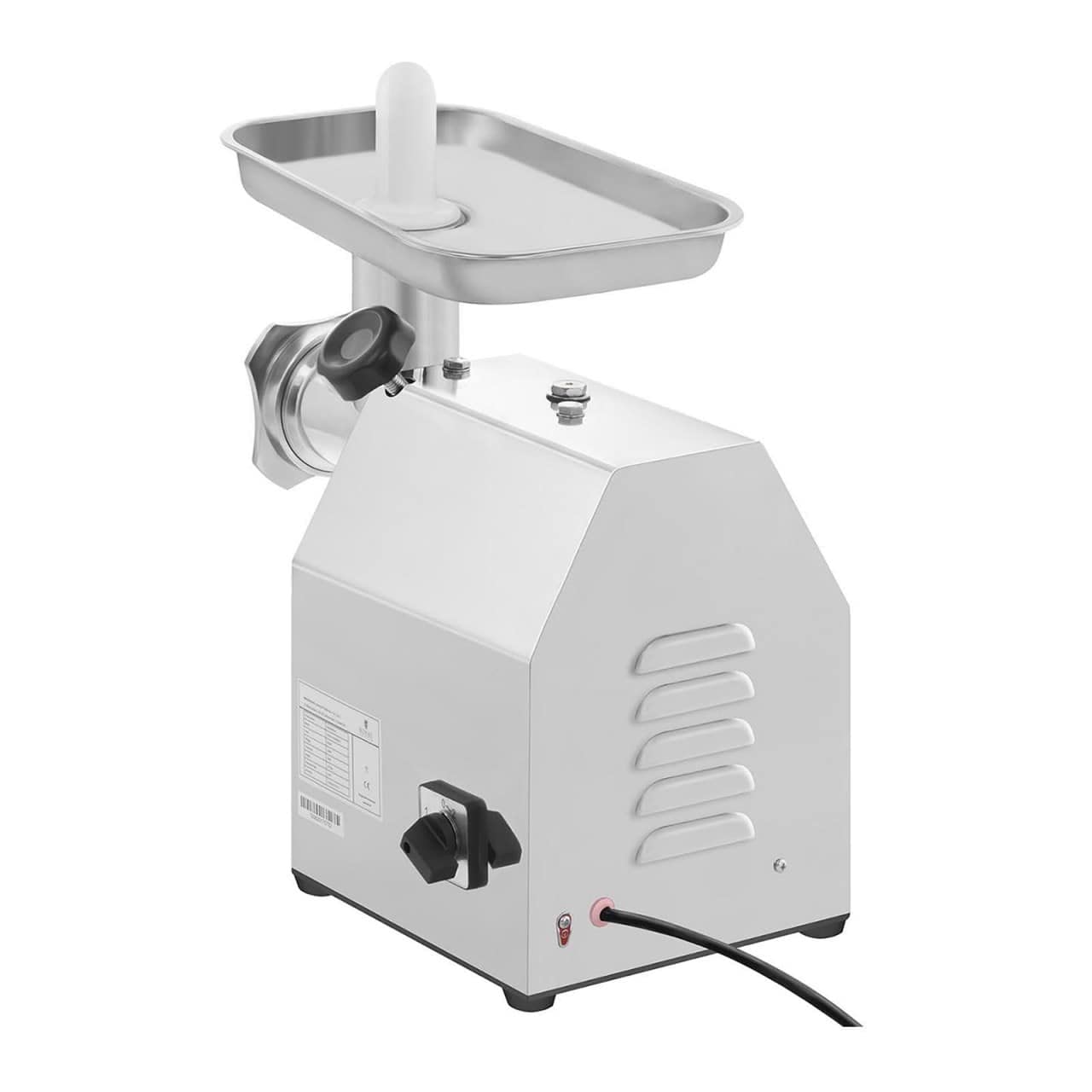 Royal Catering RCFW 140-850ECO Tritacarne Elettrico Professionale Macina Carne Elettrico in Acciaio Inox (140 kg/h, 850 W, Rotazione in Senso Inverso, Dimensione Fori 6/8 mm) ECO