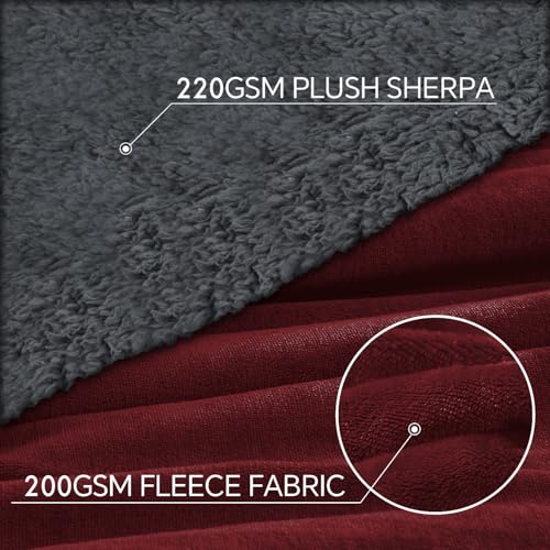 Image of Homestan Sherpa Fleece AC Blanket for Winter, Single, Maroon | Reversible 400 GSM All Season Comforter, Lightweight Summer Quilt, No Filling, Soft & Warm Throw, Breathable & Skin Friendly