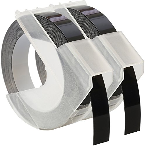 Cartridges Kingdom 2 Rubans de Marquage 3D 9 mm x 3 m Blanc sur Noir S0898130 compatibles avec les DYMO Omega et Junior | plastique, autocollant Cover