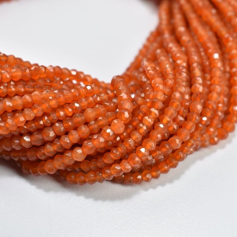 Perles cornaline naturelle 4mm facettées pour création bijoux diy - 4