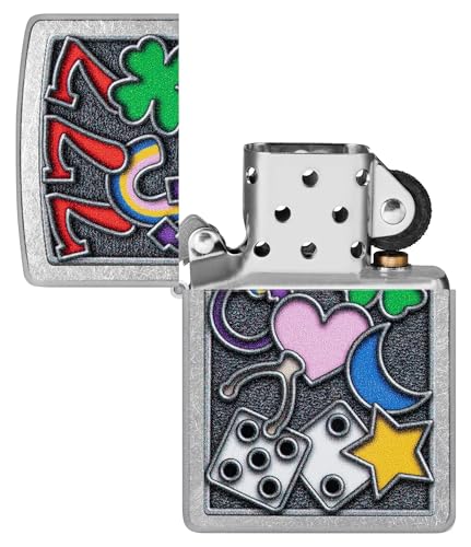 Image of Zippo All Luck Design Street Chrome, Pocket Fuel Windproof Premium Lighter (BIS Certifed)