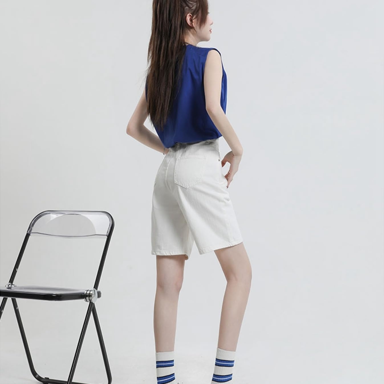 [HWQFM] レディース ショートパンツ デニム 短パン おしゃれ 春 夏 ショーツ ジーンズ ハイウエスト 着痩せ ゆったり 通