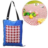 TEQStone Picknickdecke Wasserdicht Waschbar 200 X 150 cm, Stranddecke Outdoordecke für Reisen, Camping, Picknick und Indoor Rot Weiß Karierte