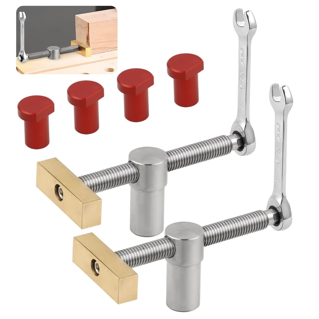 Clips de bureau pour le travail du bois en laiton, lot de 2 étaux réglables avec 4 broches