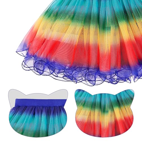 Vestido tutu niña arcoíris con accesorios fiesta miniatura 6