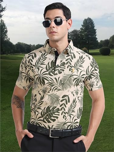 Image of STELLERS Men's Printed Polo T-Shirt | Regular Fit| Feather Touch Feel | Odour Resistant | Wrinkle Free | Stretchable | Anti-Static