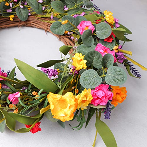 Uwilowe 20'' Spring Wreaths For Front Door- Daisy Flowers Artificial Door Wreath /Summer Wreaths For Front Door With Natural Vine For Home Decor, Easter Wreath, Home Decoration #TOP7