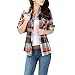 Lasher Female Cotton Casual Plaid Button-up Shirts Blue/Orange/Yellow,2XL