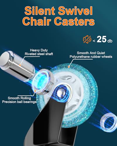 Image of RidRed Gaming Chair Wheels - Heavy-Duty Office Chair Wheels - Replacement Rubber Casters- Universal Fit 3 Inch Chair Casters, Noise Free, Fits 98% Chair, for All Floor