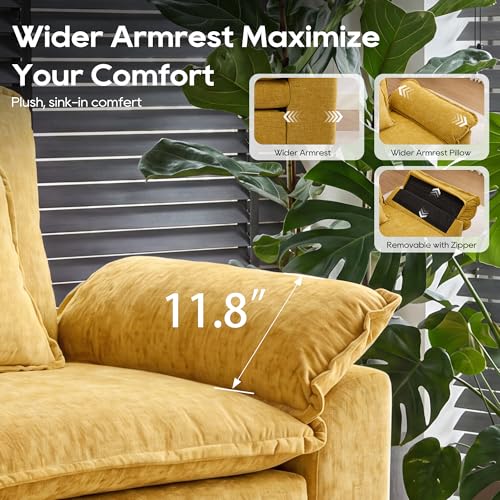 Image of URRED Oversized Modular Sectional Sofa,Yellow:122 inch L Shaped