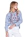 Simplee Apparel Women's Boho Embroidered Floral Striped Shirt Blouse Top Blue