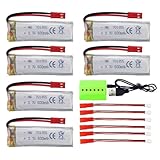 Sea Jump 6PCS 3.7V 500mAh Batteries for UDI U818A & HD Upgrade + 6-in-1 Charger