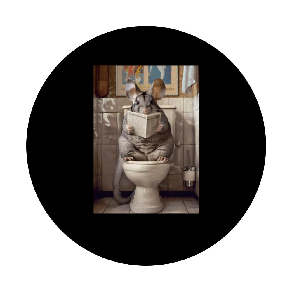 Chinchilla Toilet PopSockets Swappable PopGrip, Black - Image 3