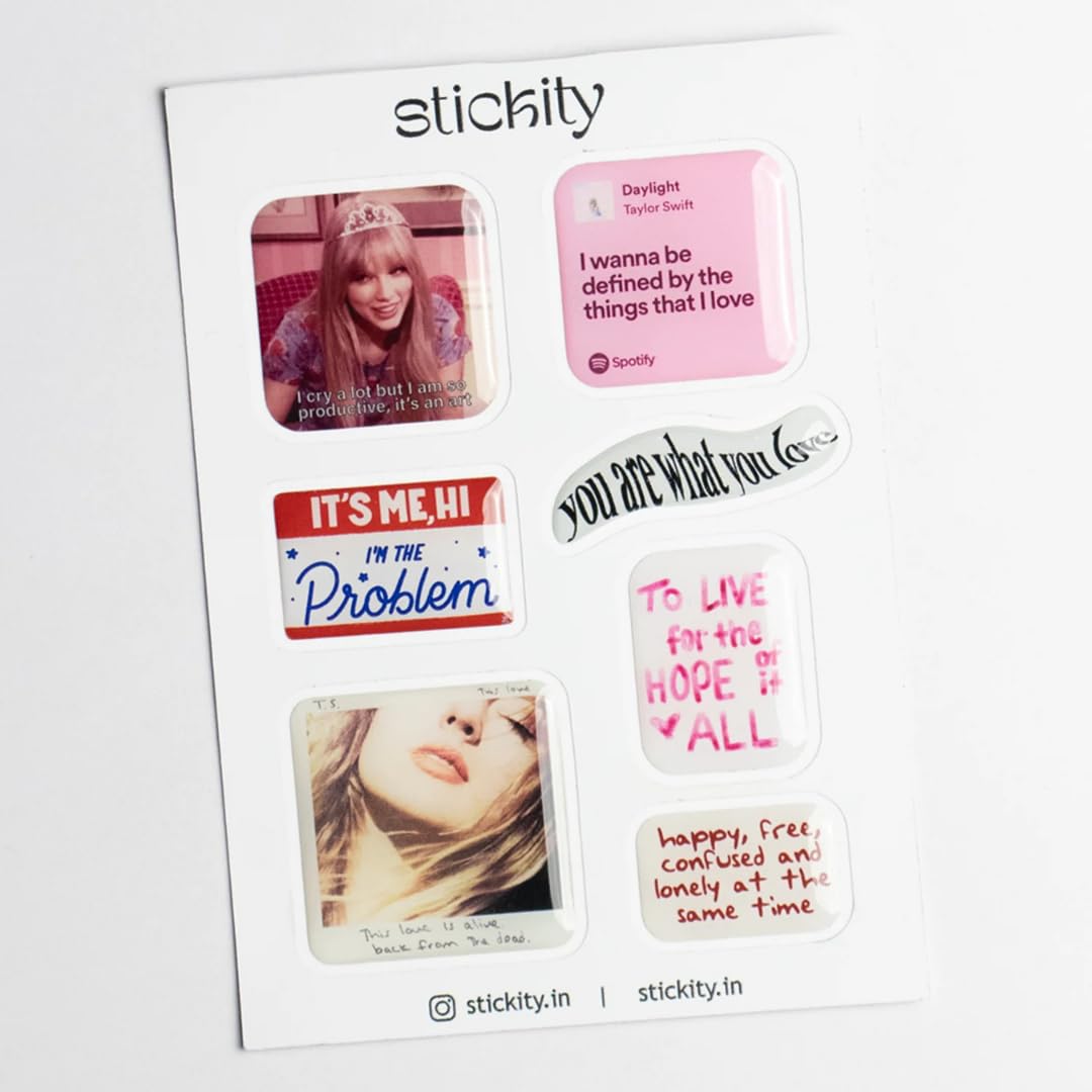 hopeful romantic | 3d glossy epoxy stickers | non-toxic resin, waterproof, odor-free, easy peel & remove, no residue, non-permanent multi-use stickers pack