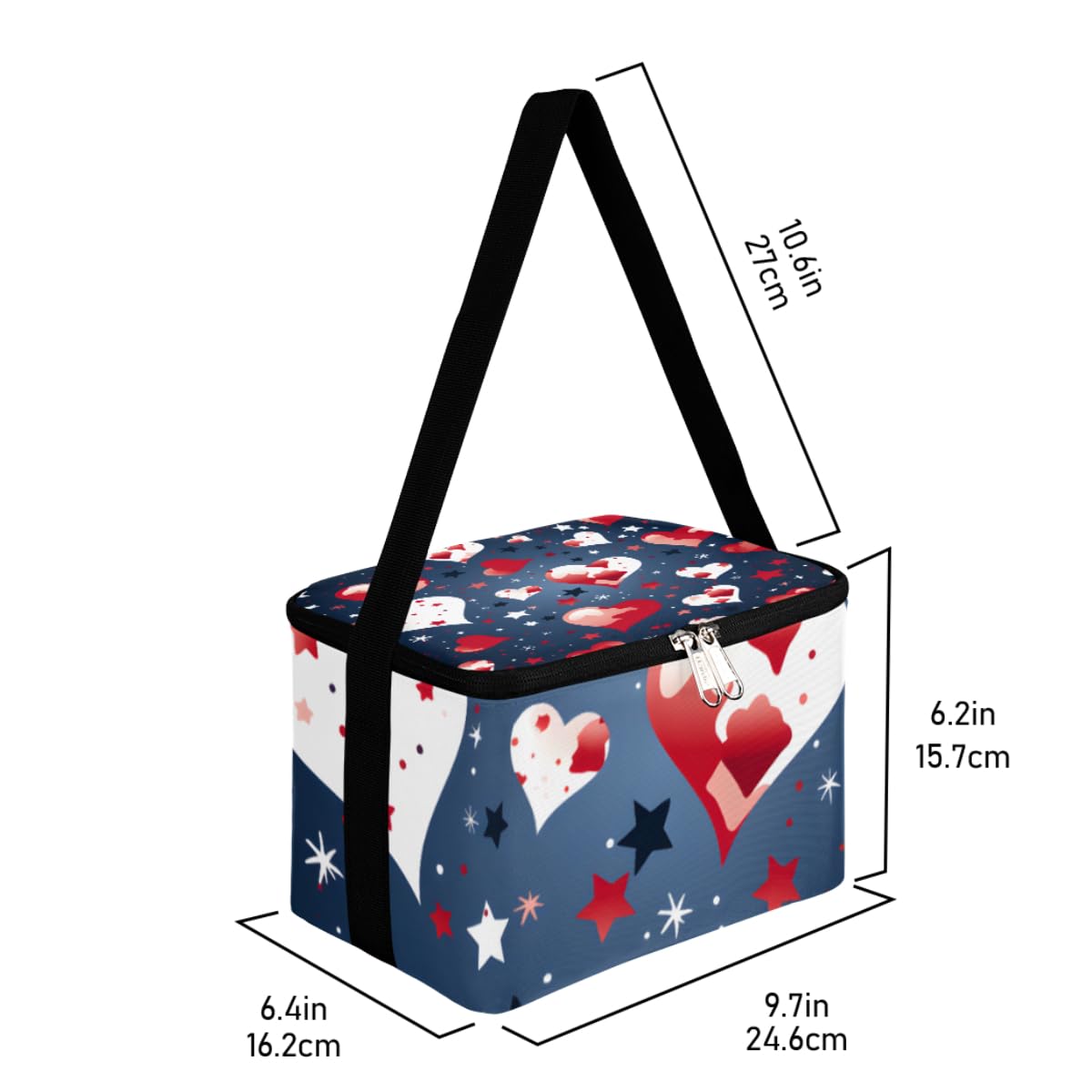 GzLeyigou Lunch Bags for Women Men 9 Cans,Cute Hearts Hot & Cold Food Delivery Bag Insulated Grocery Bag Insulated Lunch Box Hearts Cooler Bag for Office Work Picnic Beach