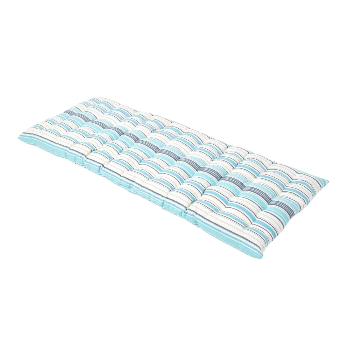 Homescapes Bleu Luxury 100% Cotton 2 Seater Bench Cushion, 108 X 42 Cm, Blue, Stripe, For Garden And Dining, Machine Washable, Padded, Oeko-Tex Certified