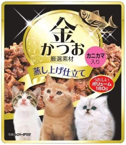 ペットライフクリエイト [隔月6回 定期便]金かつお 猫用パウチ(カニカマ入り)160g×48袋 ペットフード 定期便