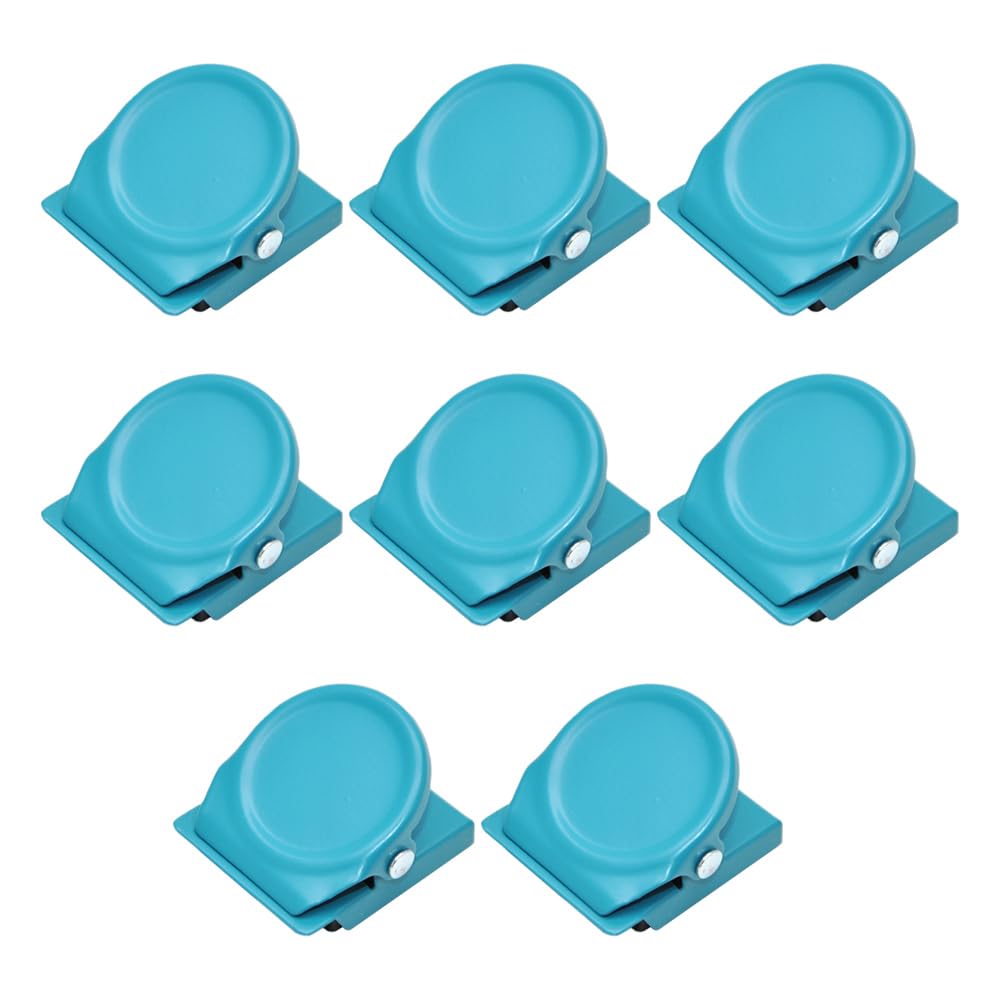 8Pcs Magnetic Metal Clips, Multifunctional Fridge Magnets Clips for Note Pictures Whiteboard Office Classroom - Light Blue