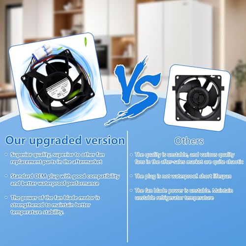 Image of WR60X26866 Refrigerator Evaporator Fan Motor, Fit GE Refrigerator Fan, Replacement for V80E14MS2A3-57A611Fan Motor, OEM Refrigerator Fan, Replace WR60X10356, WR60X10357