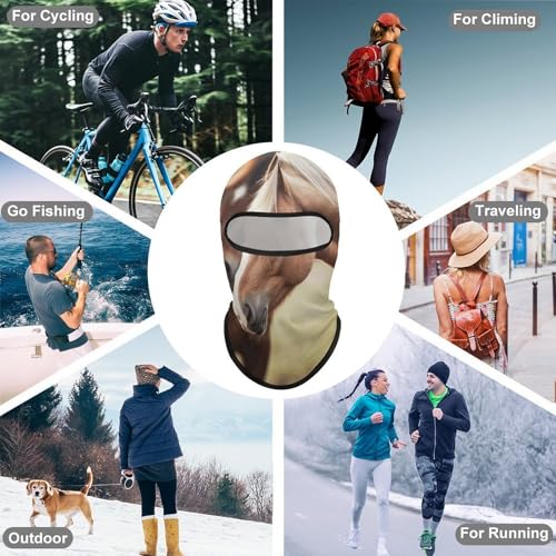 Balaclava adorable de caballo para hombre y mujer con protección solar, transpirable, máscara facial de cabeza completa para senderismo, ciclismo, correr y conducir miniatura 6