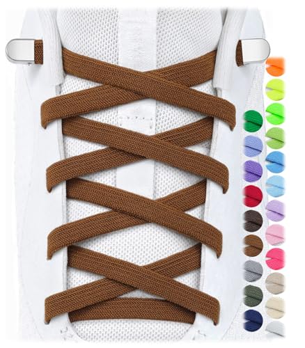 Image of Stepace 2 Pairs Elastic No Tie Shoe Laces for Kids and Adults Sneakers, Stretch Flat Tieless Shoestrings