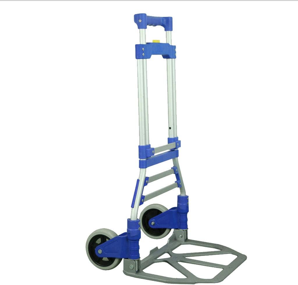 ALUS- Folding Aluminum Luggage Cart Portable Trolley Shopping Cart Silent Handling Pusher Load 70kg