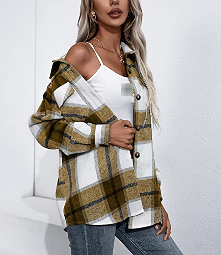 BDCUYAHSKL Herfst en Winter Dames Mode Revers Plaid Lange Mouwen Shirt Single-Breasted Placket Losse Casual Shirt Vest… - Image 4