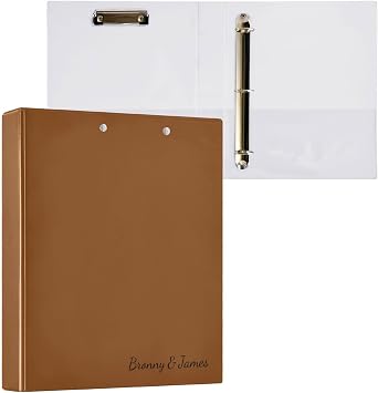 Custom Three Rings Binder Personalized with Business or Name 1.5 Inch Binders with Pockets Pack of 1/2 College Binders for Students Hardcover Brown Color
