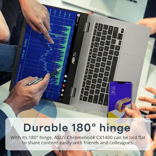 Image of ASUS Chromebook CX1400 14 inch HD NanoEdge Laptop, Intel Celeron N3350 Processor, 4GB RAM, 32GB eMMC, Intel HD Graphics, 720p HD Camera, Wi-Fi, Bluetooth, Silver, Chrome OS (Renewed)
