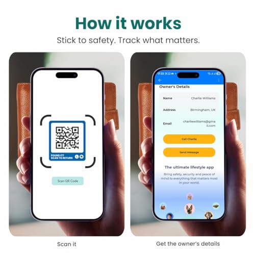 Image of Smart Sticker TAG for Everyday Items Like Water Bottle, Helmet, Headphones, Passport, Laptop, Luggage | Contact Owner Privately | Real-time scan alerts | Works with Android & iOS-(Pack of 6)