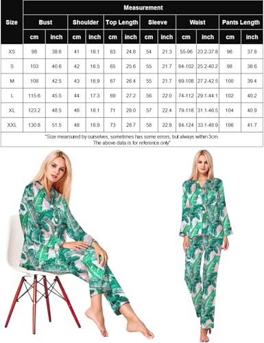 Image of SWOMOG Long Sleeve Pajamas Set Silk Satin Sleepwear Button Down Pjs Loungewear with Pocket