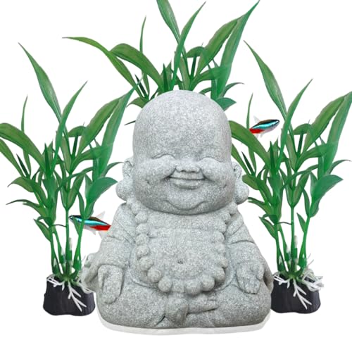 Image of livelyfish Buddha Fish Tank Decor Asian Stone Buddha Figurines for Aquarium Zen Garden Fish Tank Statue Decorations Mini Stone Buddha Zen Garden Sculptures Decor,Gift, G