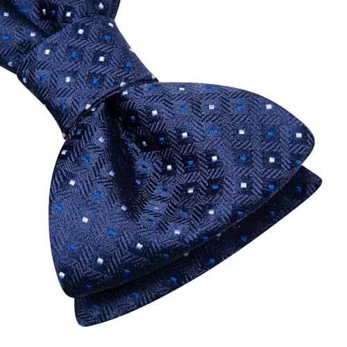 Image of Dubulle Self Tie Bow Ties and Lapel Pin for Men Paisley Solid Mens Bowtie and Handkerchief Cufflinks Set Wedding