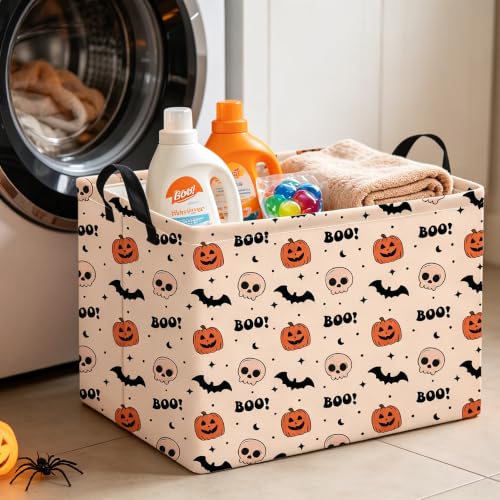 Image of Rectangle Storage Basket,Gift Basket,Room Decor(Bat Star Halloween)