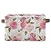 SEULIFE Floral Flower Rose Pink Foldable Storage Basket, Large Collapsible Organizer Storage Bin Cube Toys Storage Boxes with Handles for Bathroom Kids Nursery Closet Storage, 2 Pack