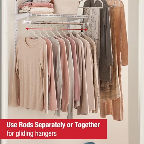 Image of Rubbermaid Configurations Custom Closet Kit 3-6 Ft. Adjustable Metal Wire Shelving White Finish Expandable Organization System Hardware Included for Home Closet /Pantry /Laundry /Mudroom
