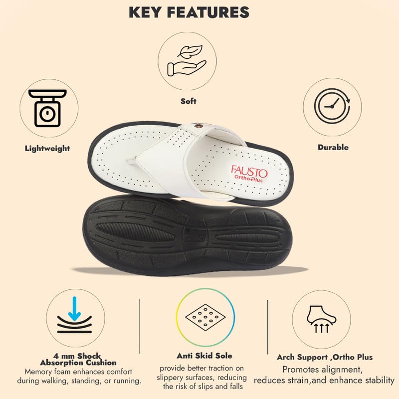 Image of FAUSTO Men's Open Toe Flip-Flop Slippers With Memory Cushion|Outdoor Slipper For Men