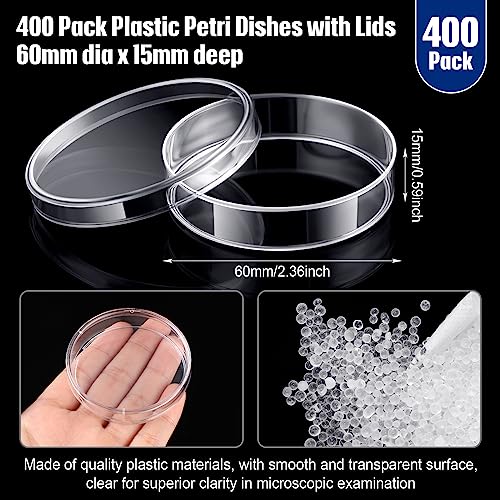 Kigley KIGLEY-0646 400 Pcs Sterile Plastic Petri Dishes With Lids 60Mm Dia X 15Mm Deep Clear Culture Dish Lab Petri Dishes thumb #1