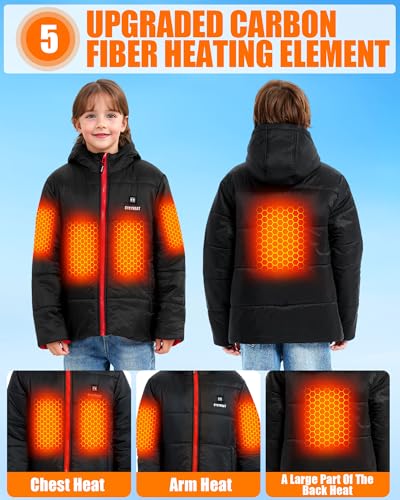 Image of CYCYHEAT Kids Heated Jacket - Boys and Girls Heating Jackets Hoodie Coat With Battery Pack Heated Clothing for Skiing