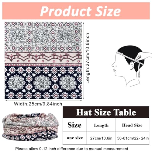 Image of PALAY Hijab Caps for Women, Floral Print Chemo Cap Slouchy Beanie Cap for Women, Fashion Skull Dwarf Hats Head Scarf for Women, Soft Stretch Running Head Scarves for Teen Girls - All Season Use